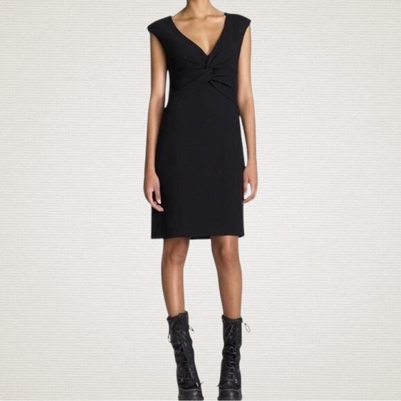 Tory Burch Patrice Twist Front Sheath Dress Sz 4 Black Classic Workwear Cocktail - Picture 3 of 13